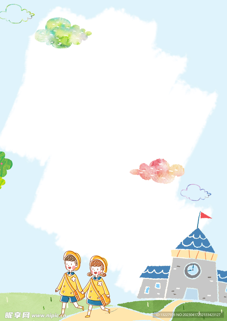 卡通人物植物背景模板