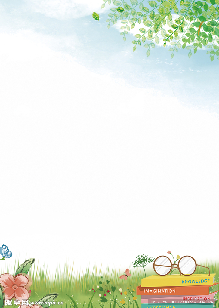 卡通人物植物背景模板