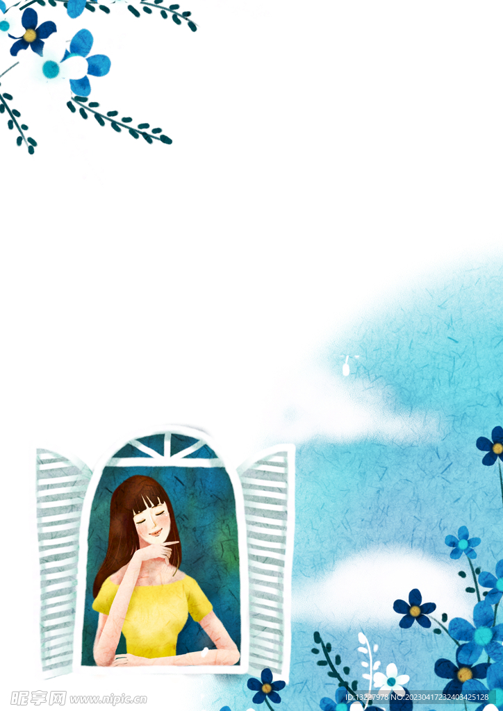 卡通人物植物背景模板