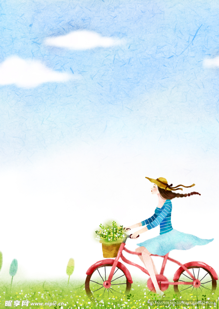 卡通人物植物背景模板