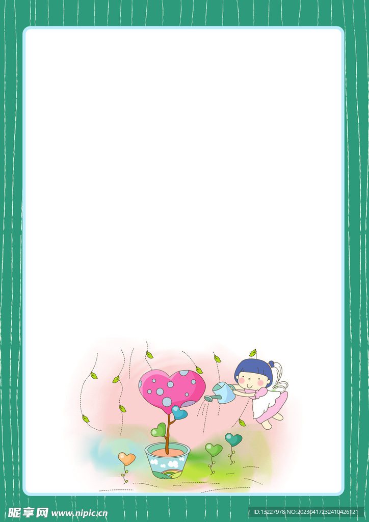 卡通人物植物背景模板