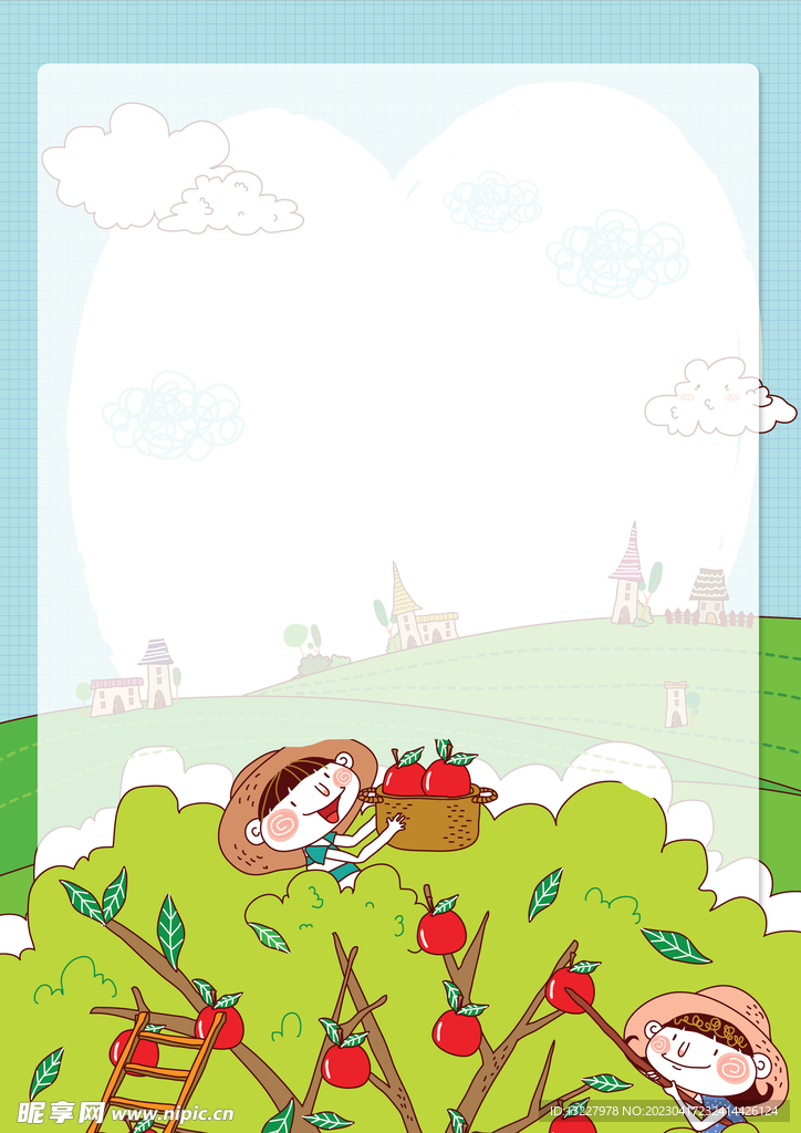 卡通人物植物背景模板