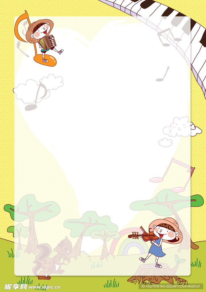 卡通人物植物背景模板