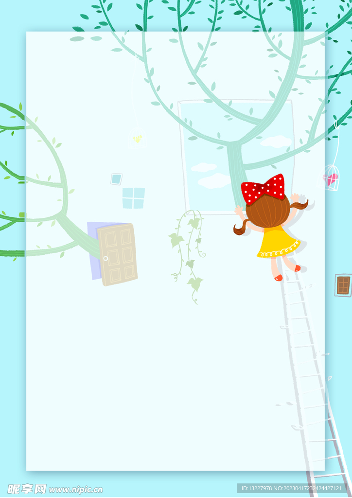 卡通人物植物背景模板