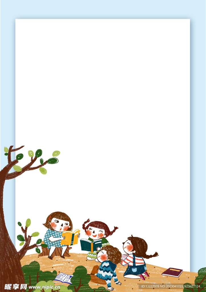 卡通人物植物背景模板