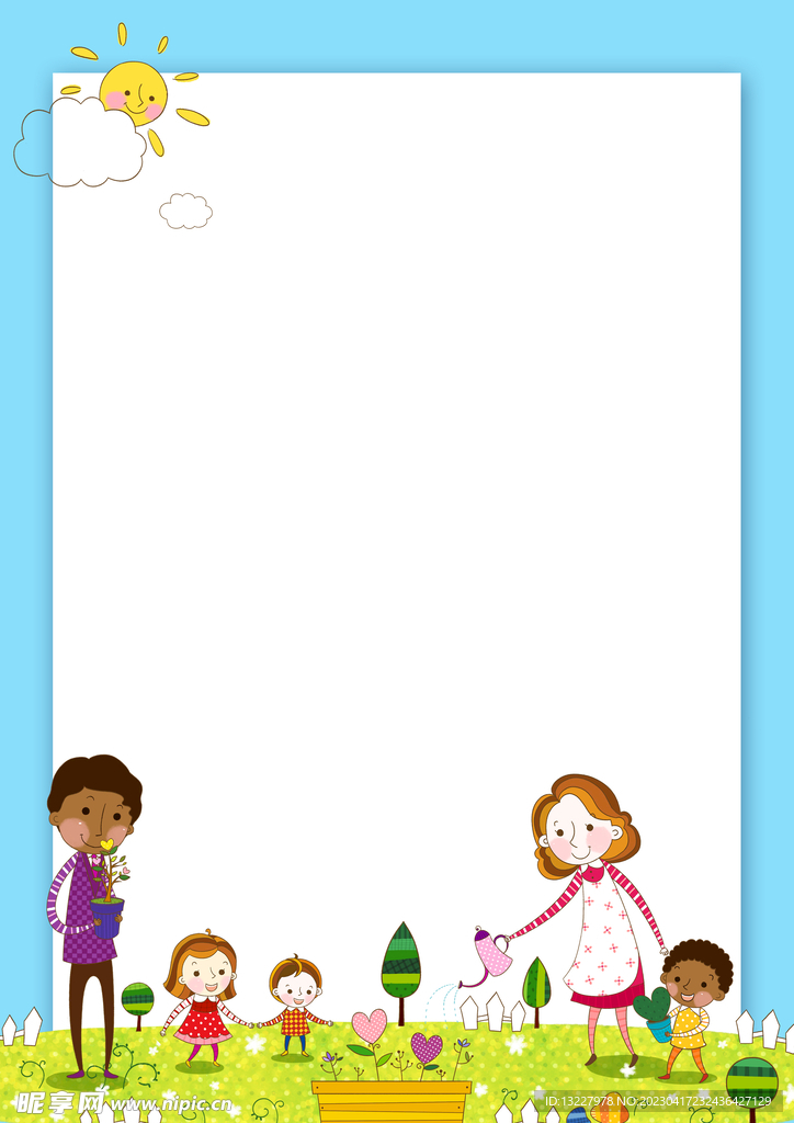 卡通人物植物背景模板