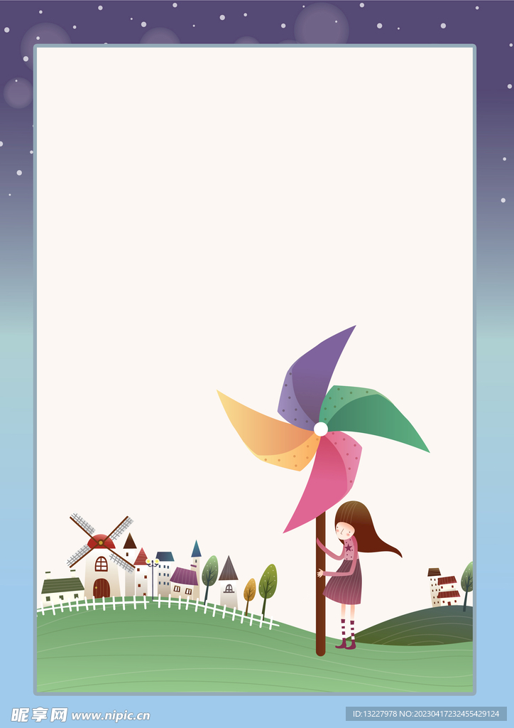 卡通人物植物背景模板