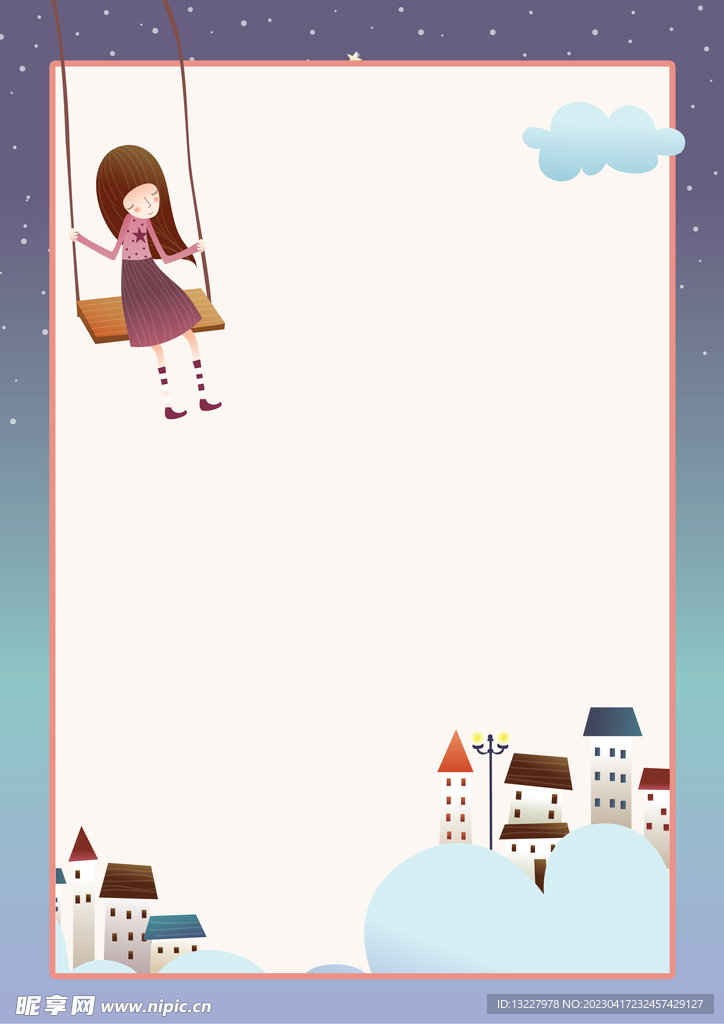 卡通人物植物背景模板 