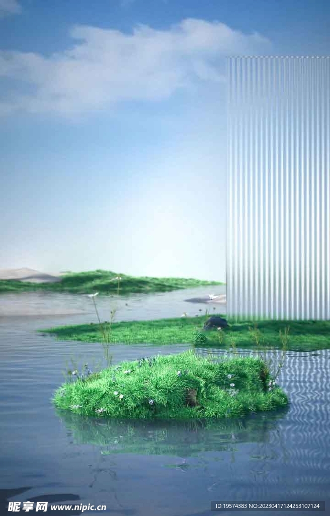 C4D模型 小清新背景