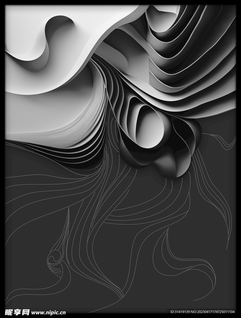 黑白灰抽象装饰画