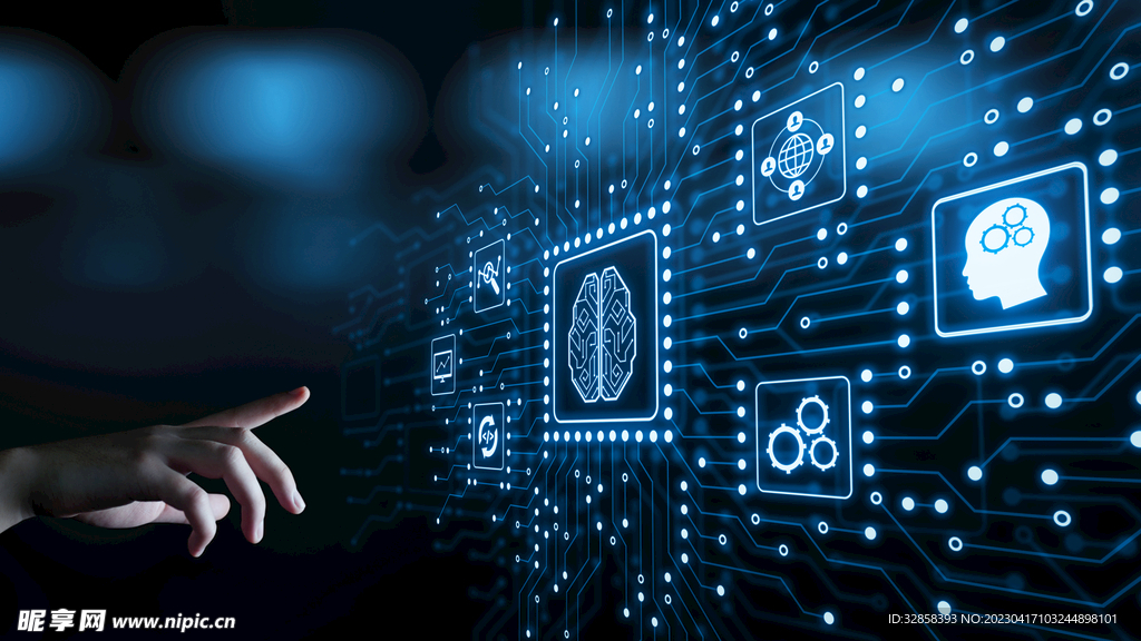 蓝色AI科技智能线条背景