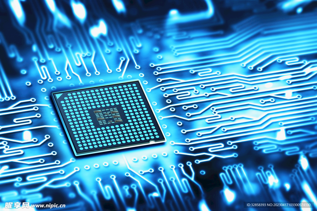 蓝色AI科技CPU线条背景
