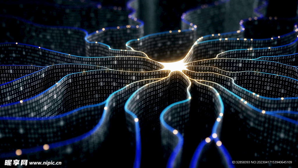 发光AI科技线条智能背景