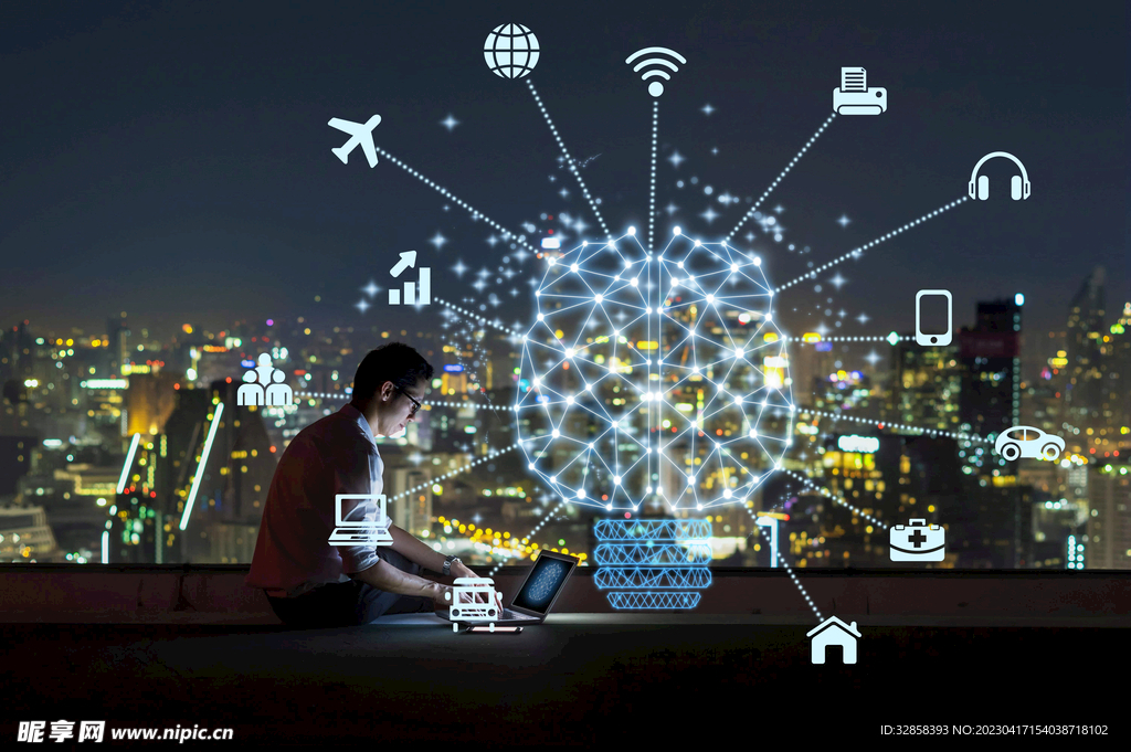 智能办公AI科技线条智能背景