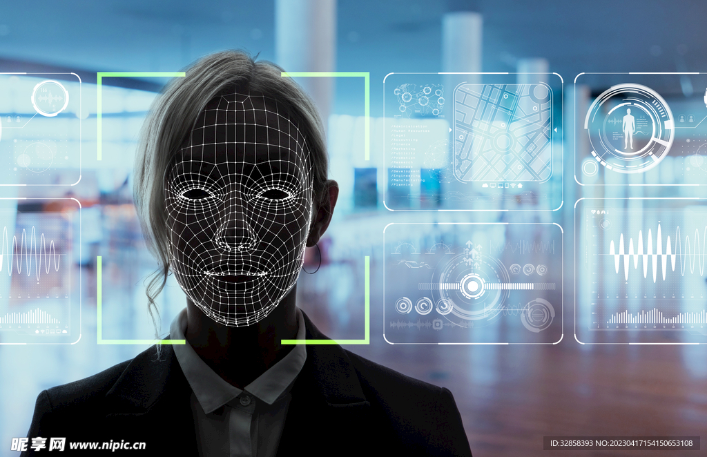 人脸AI科技线条智能背景