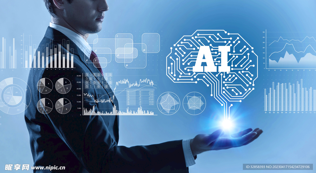 商务AI线条科技智能背景