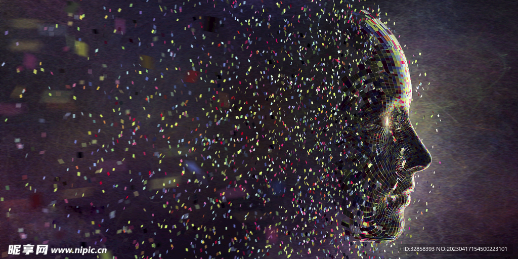 黑色人脸AI智能科技背景