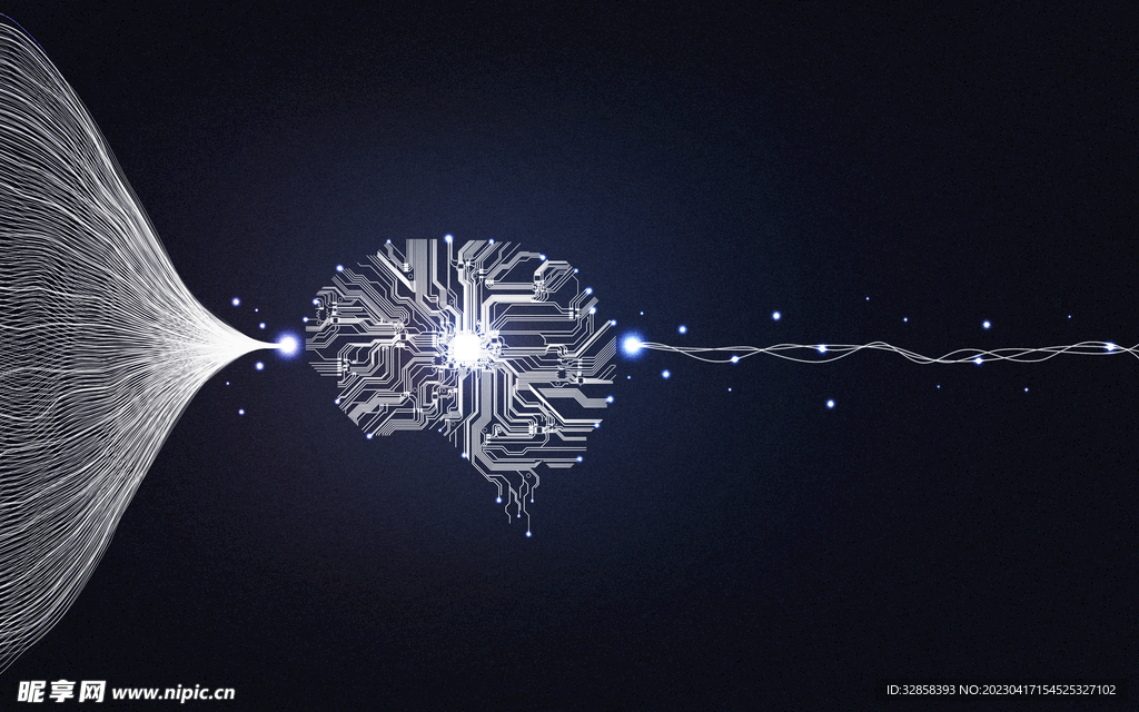 黑色大脑AI科技线条背景