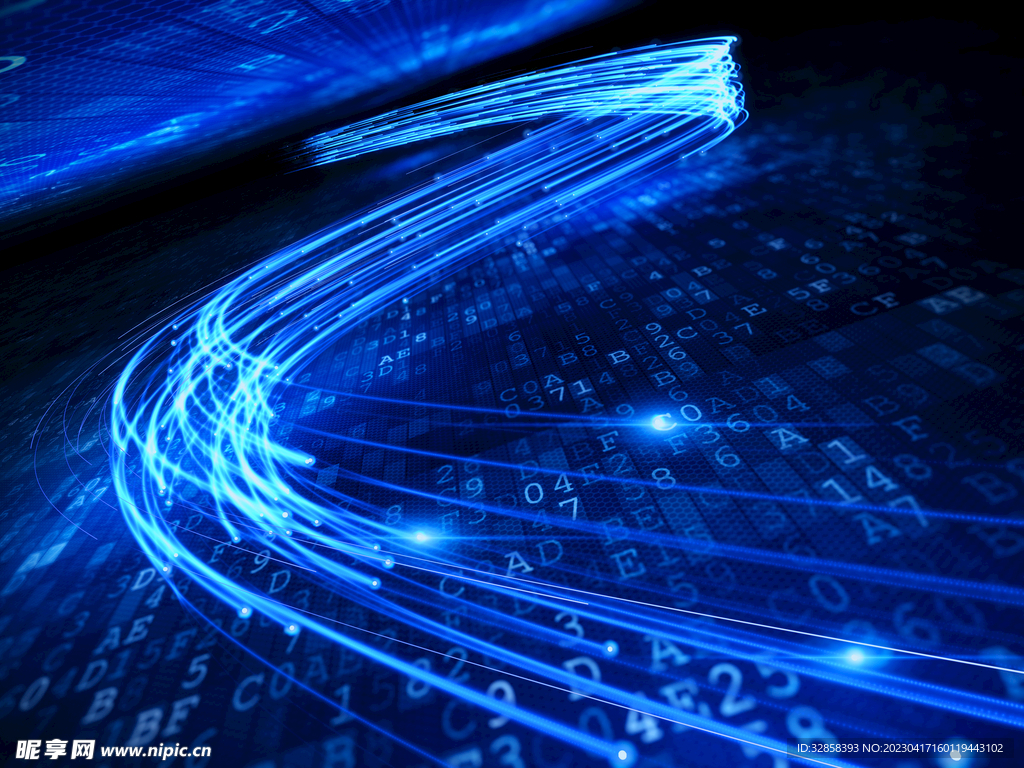蓝色网速概念AI线条智能科技背