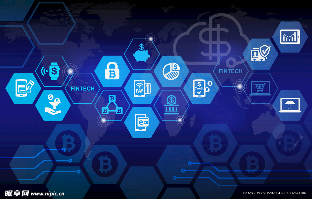 蓝色数字货币智能科技背景