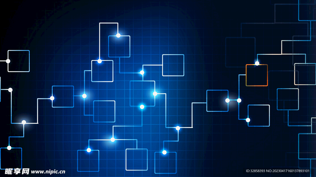 蓝色点线结构AI智能科技背景