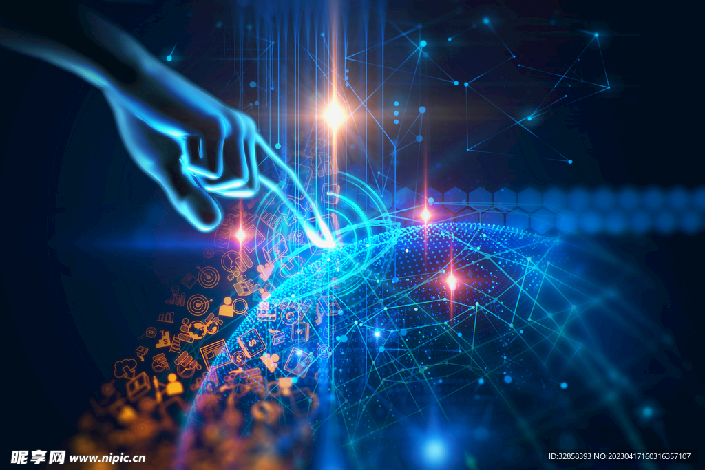 蓝色线条AI智能科技背景