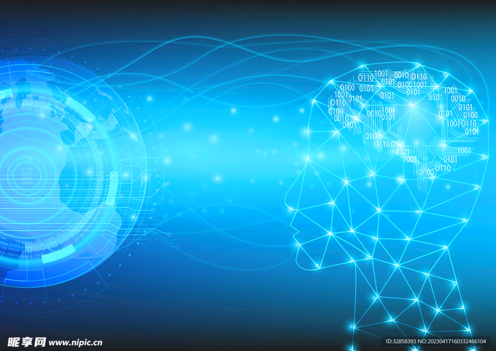 蓝色线条AI智能科技背景