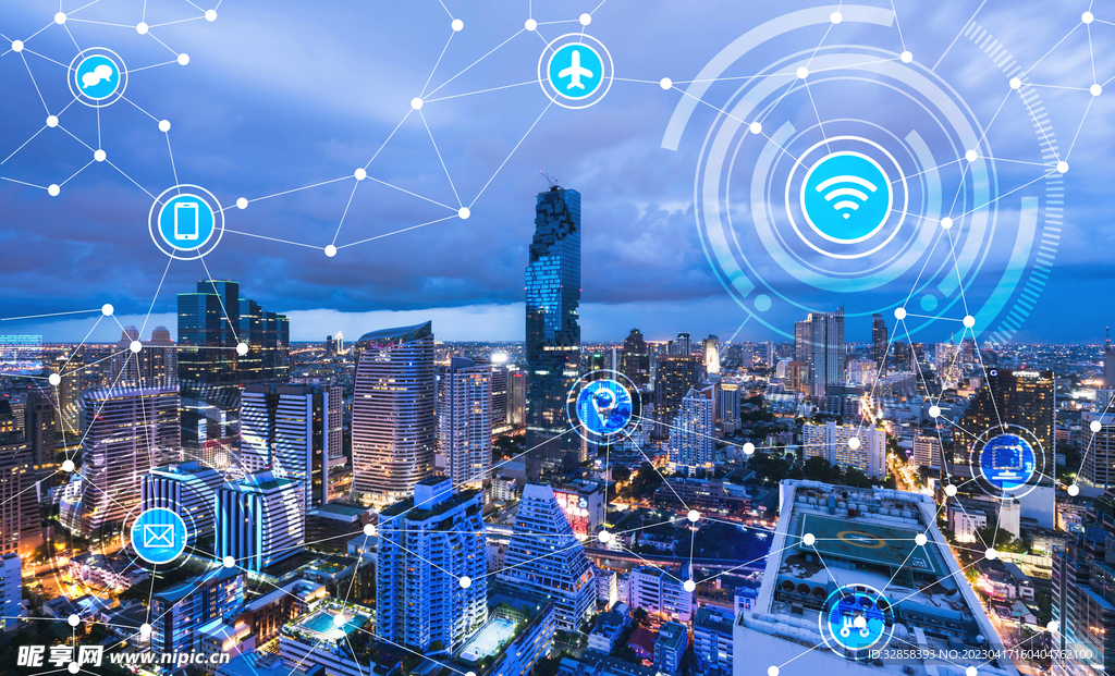 蓝色互联城市AI智能科技背景