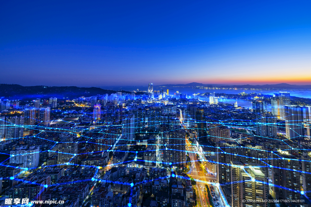 蓝色城市大数据AI智能科技背景