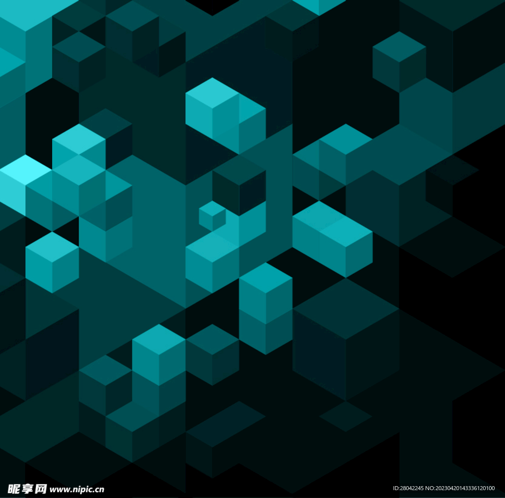 抽象背景 蓝色立方体