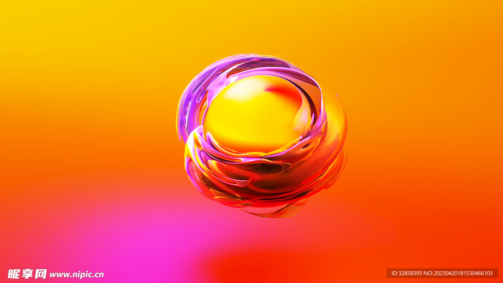 3D球状炫彩玻璃质感流体渐变