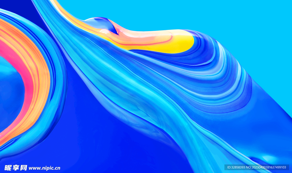 蓝色抽象拉丝3D立体流体渐变