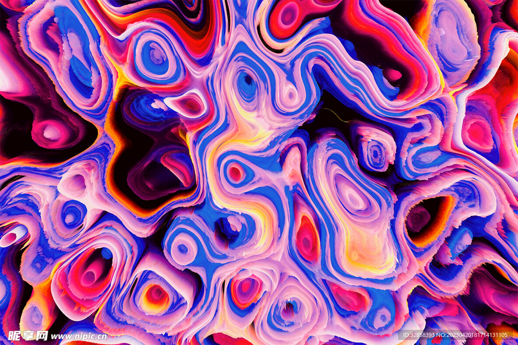 彩色抽象拉丝3D立体流体渐变