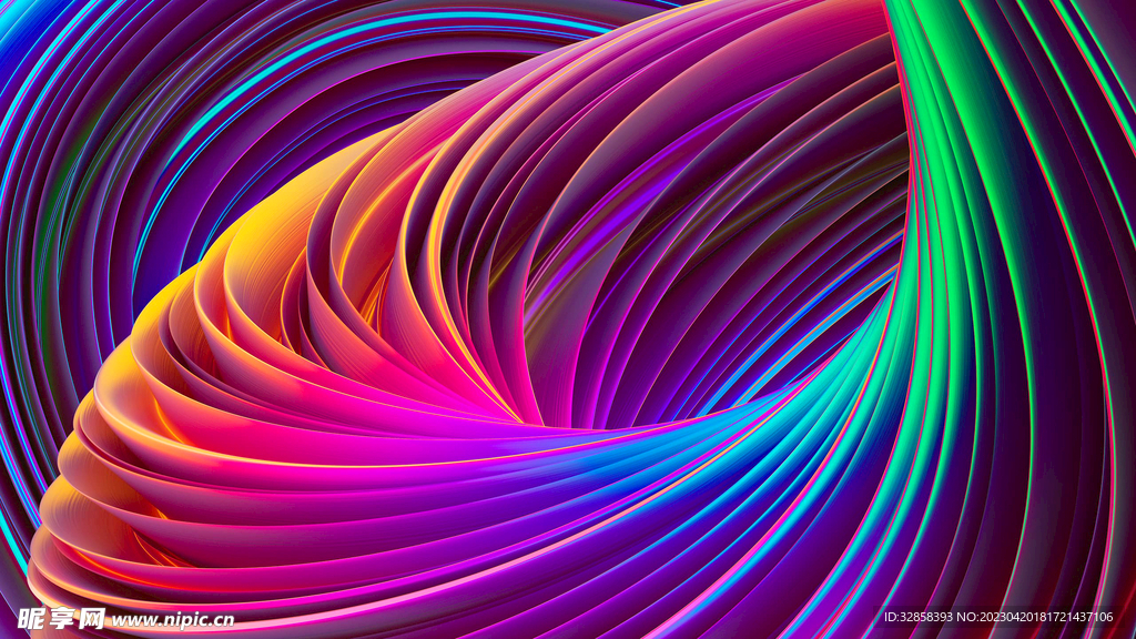 彩色抽象拉丝3D立体流体渐变