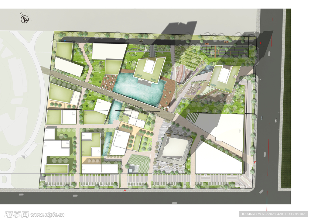办公园区彩色总平图