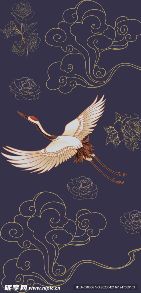 国风仙鹤手机壳