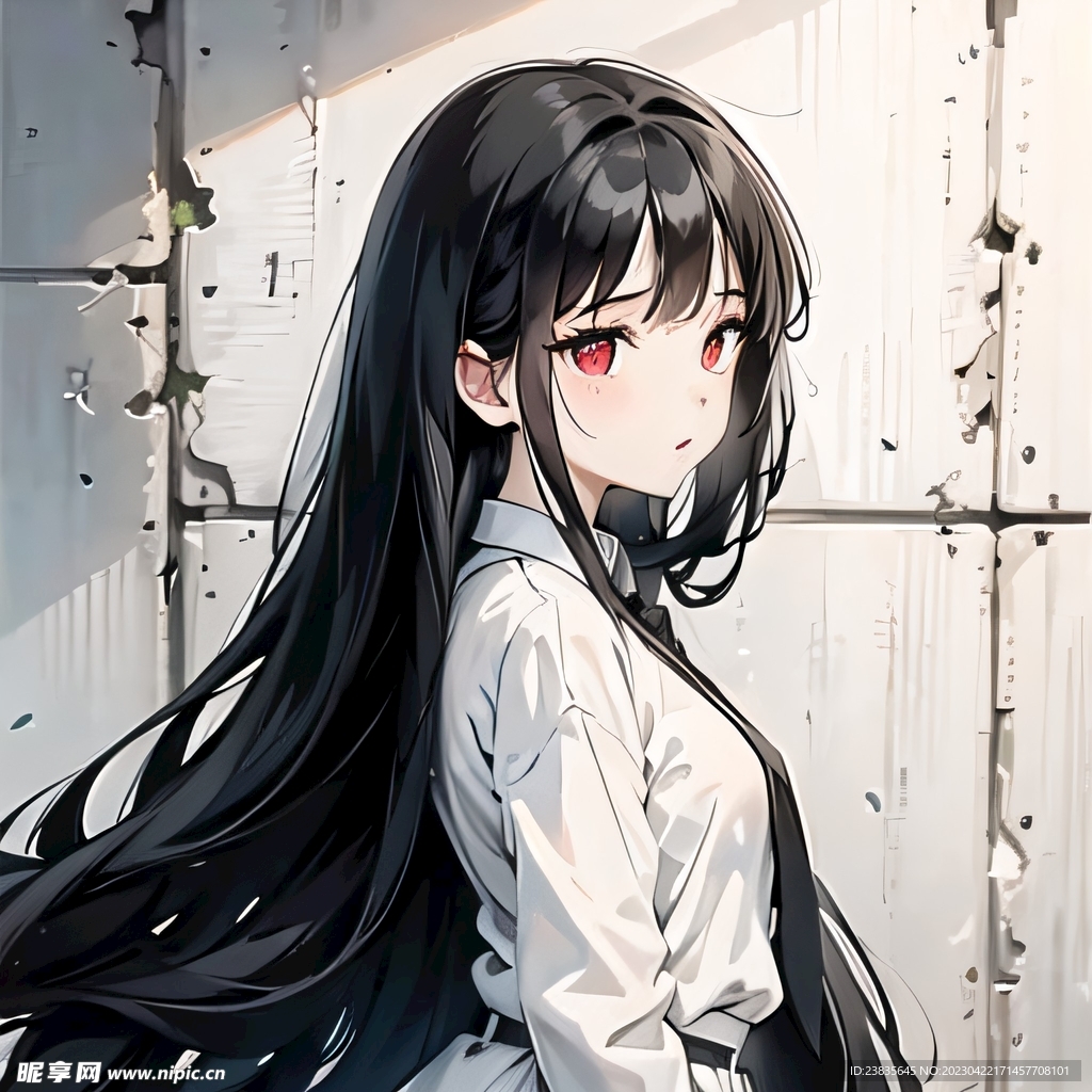 女孩 高清 黑发 白衬衫 壁纸