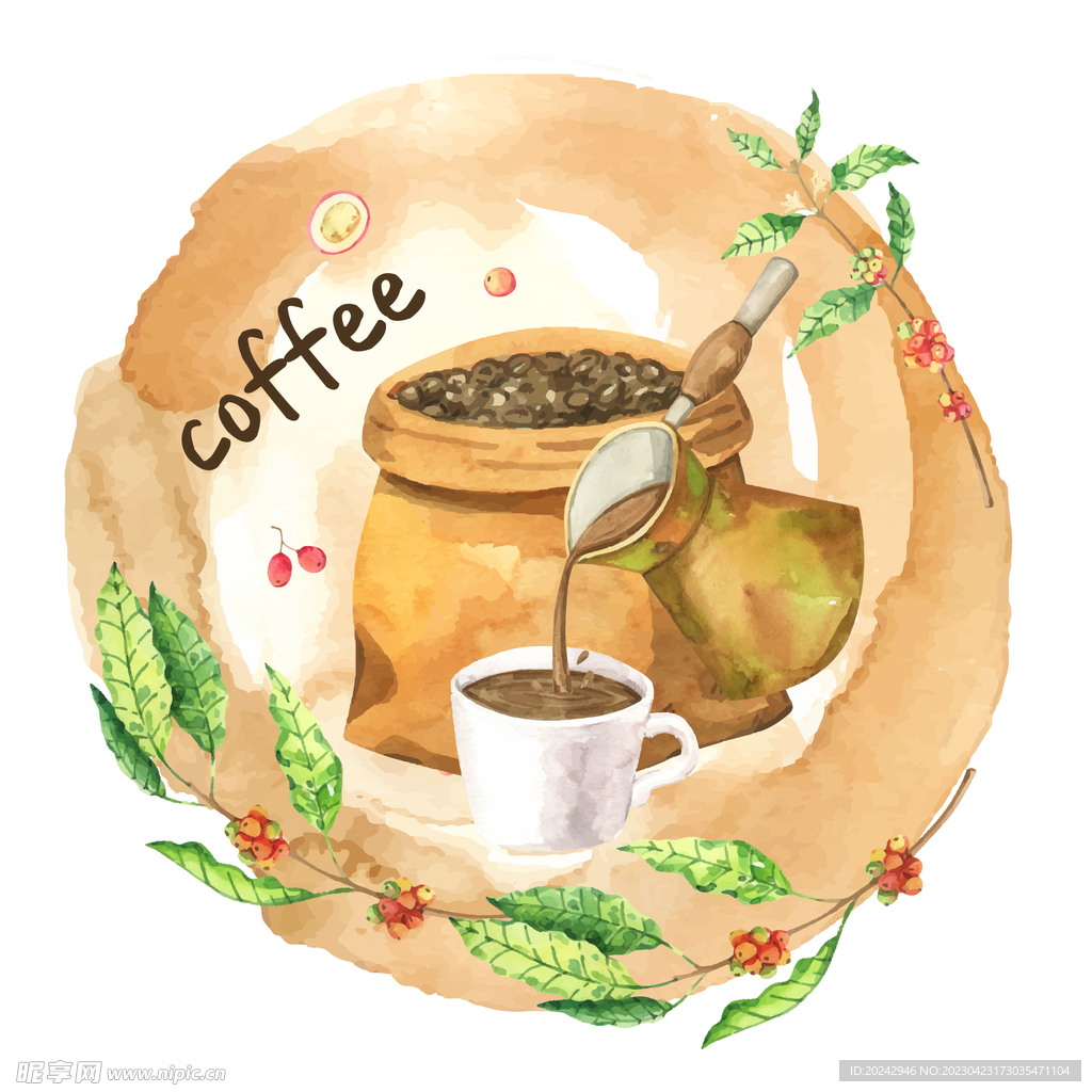 咖啡种植插画  