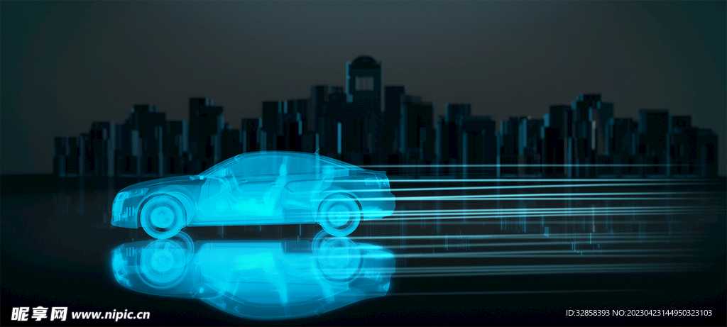 三维概念汽车AI科技线条智能