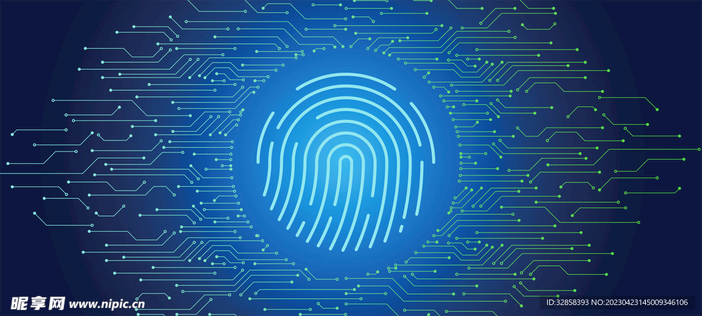 指纹识别AI科技线条智能背景