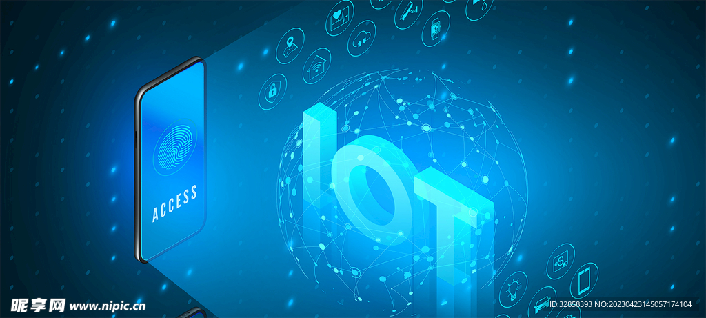 物联网概念插画AI科技线条智能