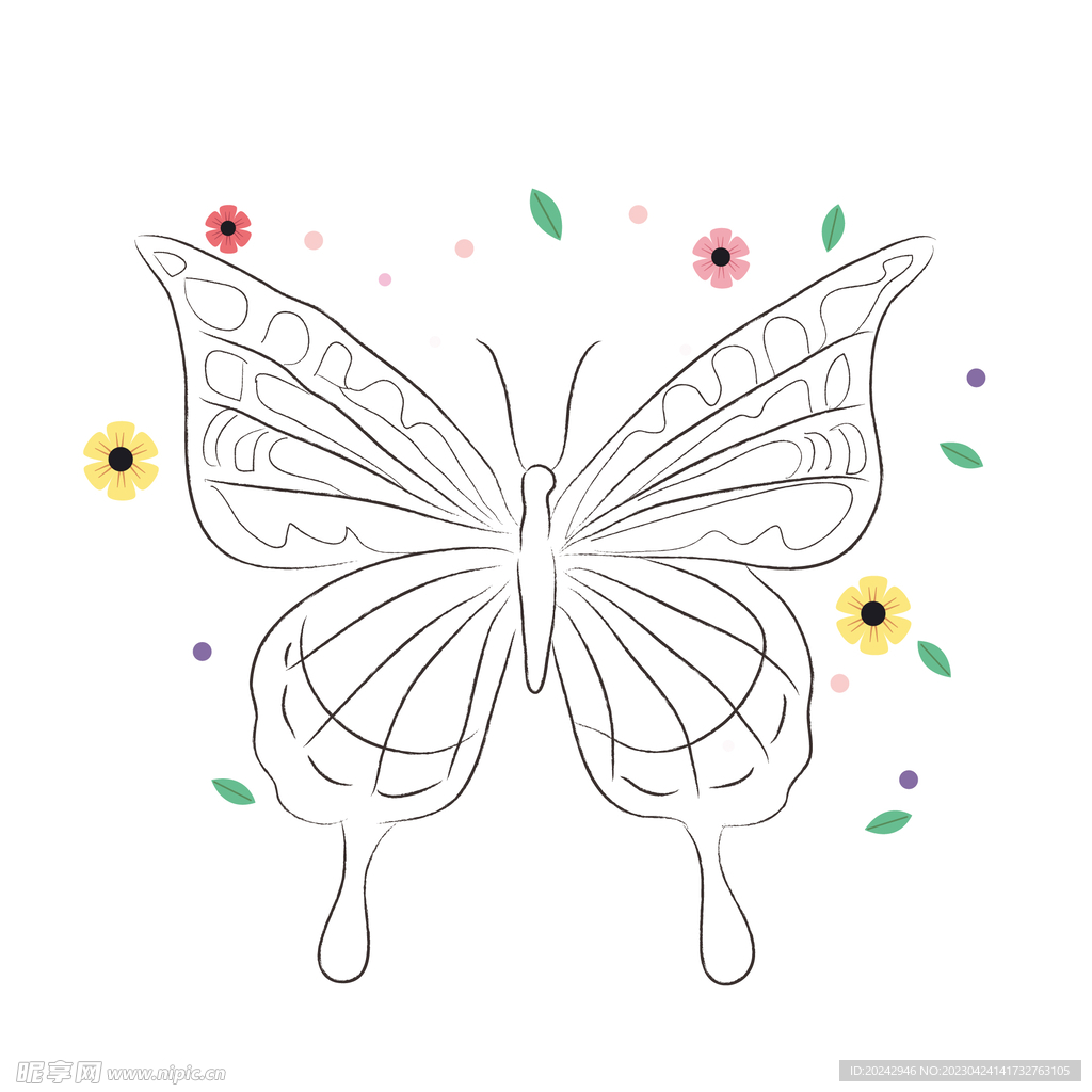 蝴蝶线稿 