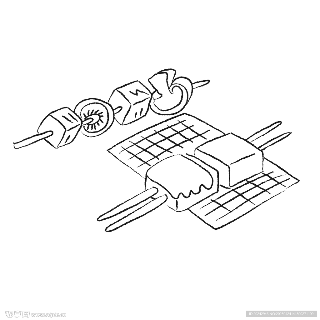 烧烤线稿素材