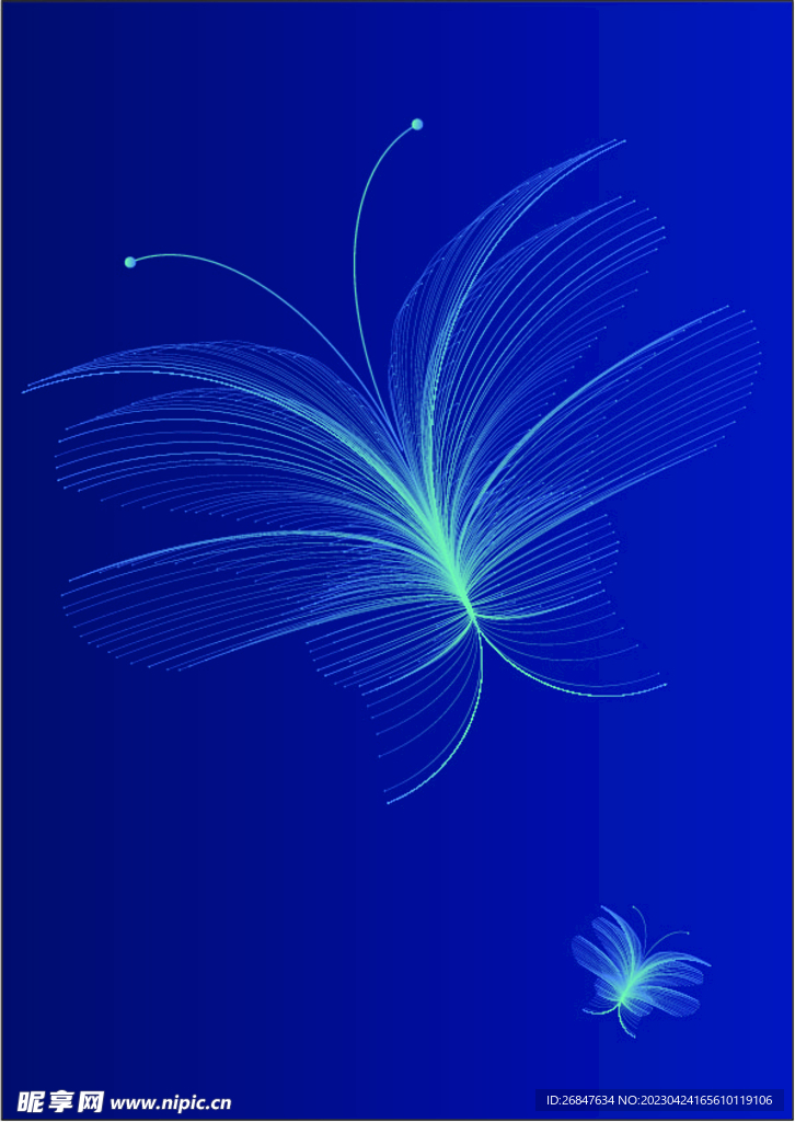 蓝色渐变线条蝴蝶