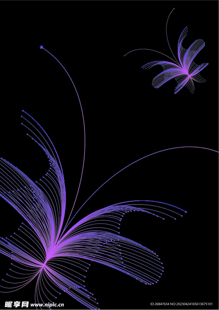 紫色渐变线条蝴蝶