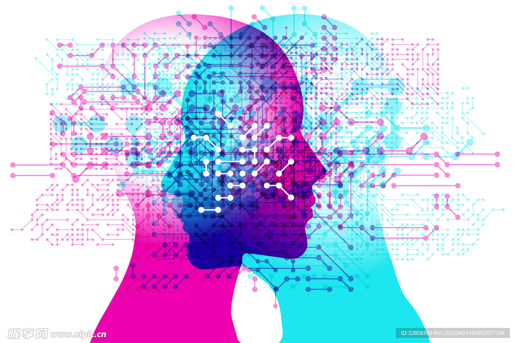 人脸抽象AI科技线条智能背景