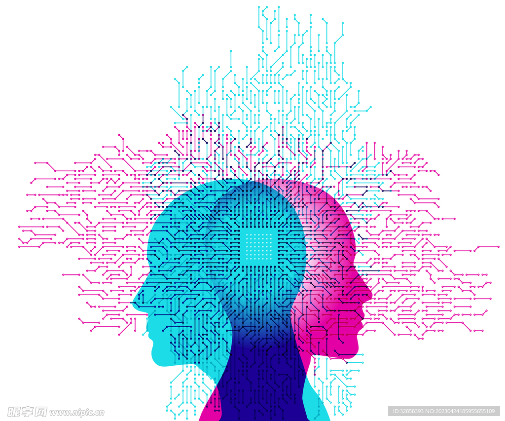 人脸抽象AI科技线条智能背景