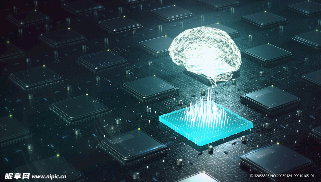 大脑点线AI科技线条智能背景