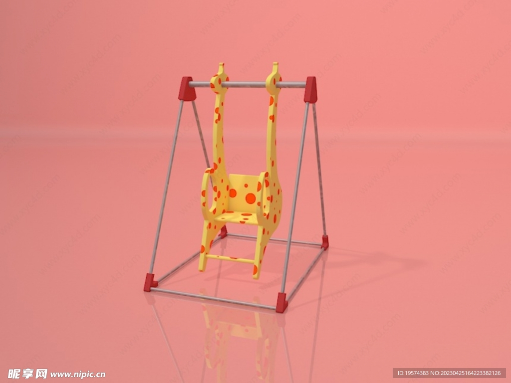 C4D模型长颈鹿秋千