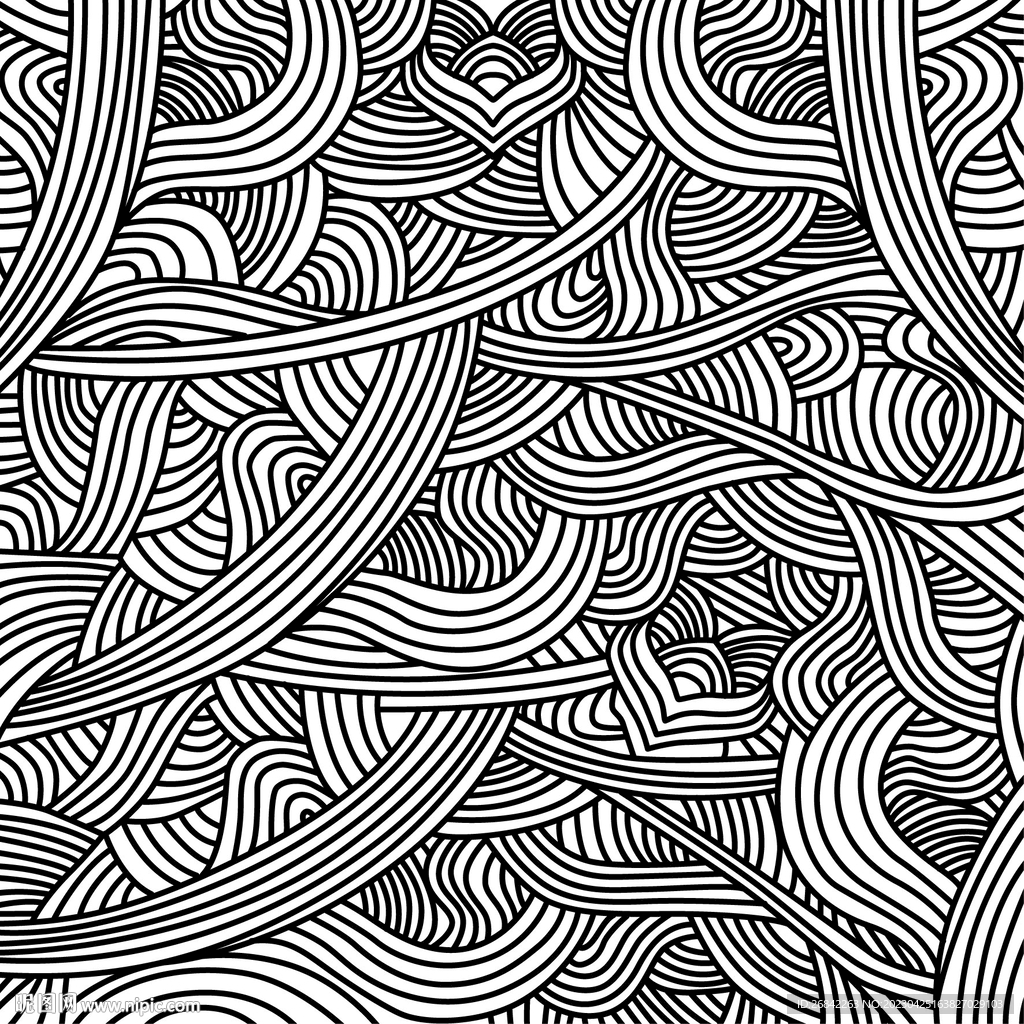 黑白线条纹理底纹矢量图 